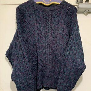 VINTAGE EDDIE BAUER CHUNKY CABLE KNIT COTTON SWEATERS SIZE L